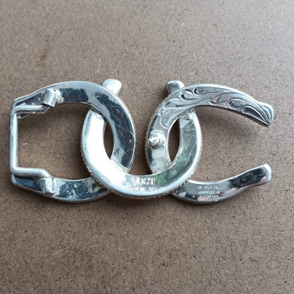 Saddlebags Alligator Belt, .925 & 14k Gold Filled Vogt Triple Horseshoe Buckle - Picture 8 of 11